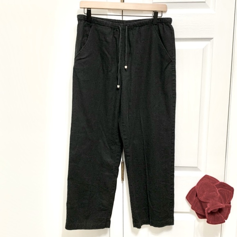 Vintage Alfred Dunner Linen Blend Drawstring Pants 10P - EUC